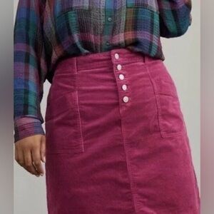 Anthropology Pilcro Talia Corduroy A-line Skirt Magenta Pink Sz 10 EUC